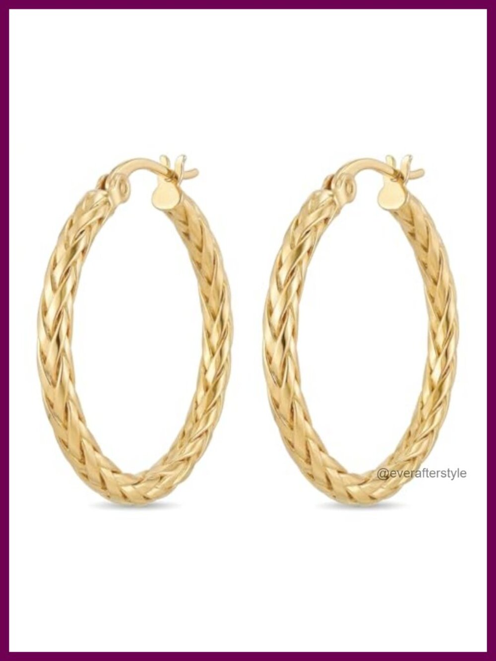 14k Gold Chunky Braided Hoop Earrings Women Twist Textured Hypoallergenic 30mm